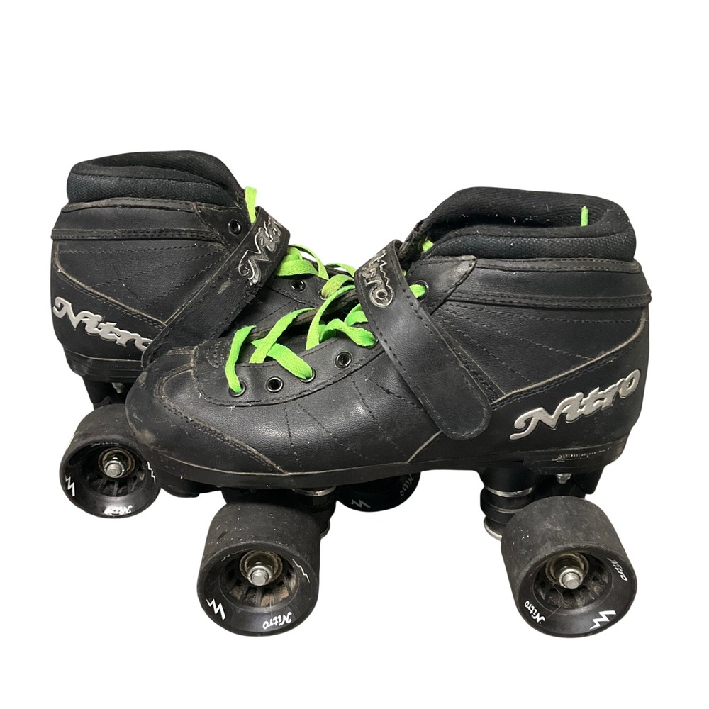 Nitro Speed Skates Black Lime Green Quad Roller Skates Mens 6 Womens 7.5